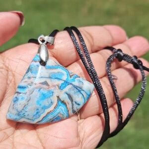 Blue and Silver Heart Pendant Necklace